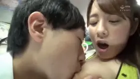 Sucking her boobs in a bus