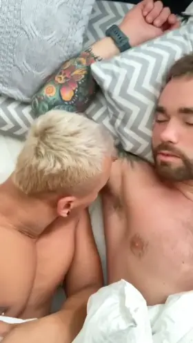 Licking his armpit while his sleeps!😋