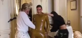 So hard watching Kim trying to squeeze her fat ass into latex need a bud to help me finish to it