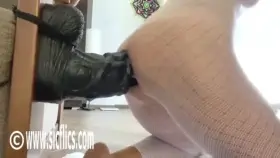 Blasting Her Ass With a Giant Horse Cock Dildo!