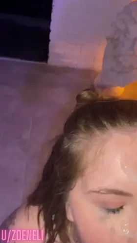 Babe gets her face painted with cum 💦
