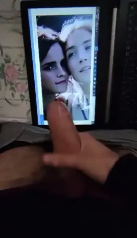 my bud jerkin his big hard cock 2 Emma Watson and Saoirse Ronan - and hot cum tribute - If u want 2 b fed celebs and porn and show off jerkin over them on a second screen - public or private sessions - add hertsgirls on k1k - second screen required