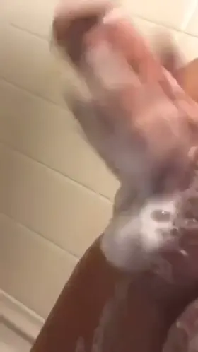 Stroking my fat cock in the shower 🚿😈🍆