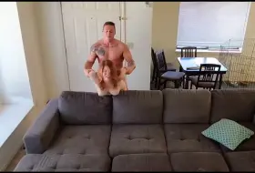 Dirty Talking Redhead MILF Fucked Over The Back of the Couch 