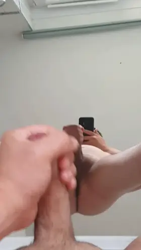 creamy cumshot captured from above and below angles