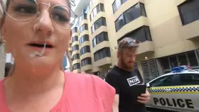 Aussie babe public cum walk