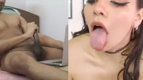 Beautiful babe loves when Daddy cums hard for her over video call