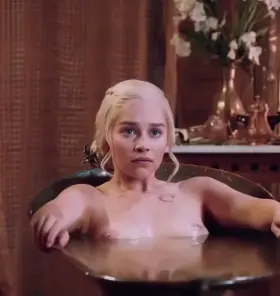 “ So are all of you men just gonna stand there or are you going to fuck your Queen !” Emilia Clarke(Daenerys)