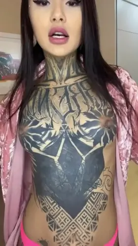 I wrapped my dark energy on a pink robe and panties today