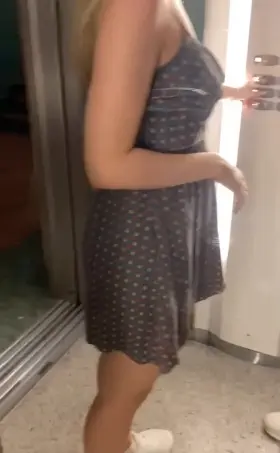 Flashing in the elevator hope you like what I’m hiding underneath my dress?