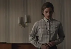 Emma Watson Unbuttoning Shirt