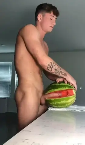 When there is not ass around, a melon will do just fine!