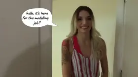 Cute blonde model took the creampie to get the job, and plan B because of her not on-birth control problem