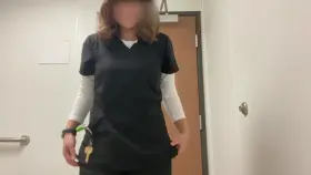 I almost [f]orgot to show you all part 1 of my work naughtiness!!!! As a medical worker, throwing clothes on a bathroom floor probably isn't the most sanitary decision, but some things are worth the risk!