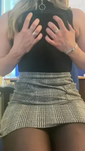 Hoping my co-worker will take the hint and bend me over my desk..