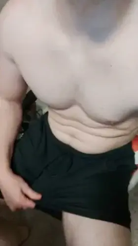 Freeballing in gym shorts