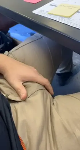 Rubbing my bulge at work