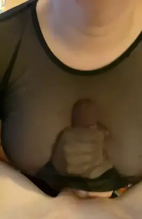 Using her hands and tits to get a load out of my big cock