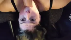 Upside down facefuck. Def my fav new way to get my slutty mouth fucked (oc)