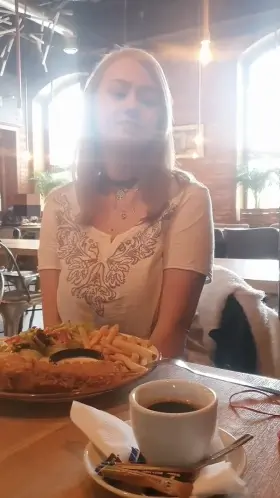 And here's me, a humble girl having coffee at a restaurant.