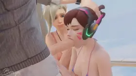 Mercy watching D.Va get face-fucked (Bewyx) [Overwatch]