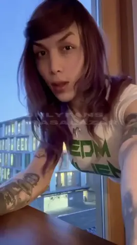 Cum licking from window