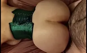 Curvy chick in corset covered in cum