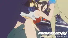 Momo takes on 3 nomus (mokujin hornywood) [my hero academia ]