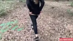 A walk in the forest ended with me jerking off his dick and he came on my ass 💦😍