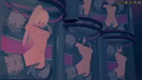 Their limbs restrained, they can only moan and squeal as dildos thrust in and out of their pussies and assholes