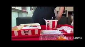 Bending over and flashing her ass in a very busy KFC - subb.ml