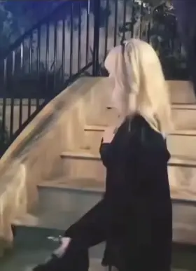 Billie Eilish swinging the puppies