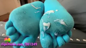 Blue raspberry socks caught 2 🥜’s💦😱