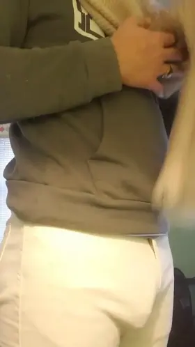 Soft cock in white pants