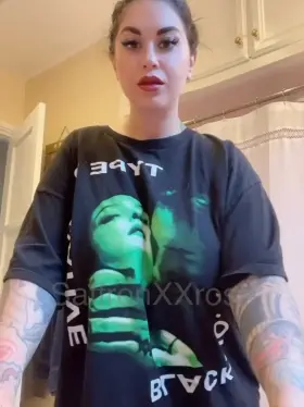 Just found this tee shirt from one of my first ever concerts!! It really hides my huge titties well, so it's perfect for a surprising titty drop!!