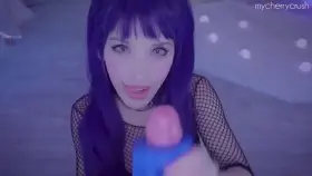 Hinata cosplayer sucks and jerks off cock from your POV