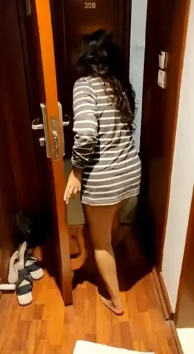 Hot Asian mommy answering room service bottomless