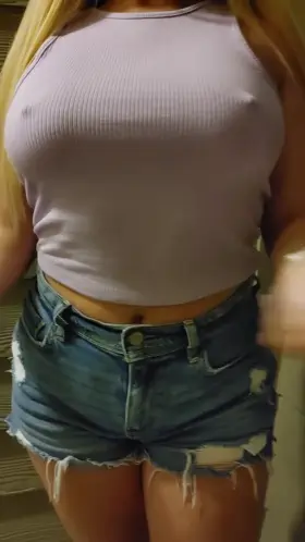 My hard nipples get a lot of attention when I go out like this, but I'll only flash for you!