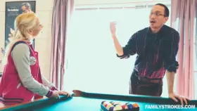 Daughter Playing Strip Pool With Dad For Money