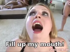 Lacie Lane Gets Six Loads In Her Mouth, Is Served A Senventh By Loona Luxx And Then Swallows Them All.