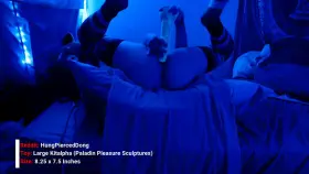 Stretching out my hole with a glow in the dark horse dildo