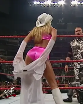Trish’s fat ass in that Classic pink attire