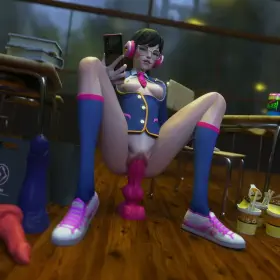 D.va riding a Bad Dragon Dildo (GadgetzanAuctionhouse) [Overwatch]