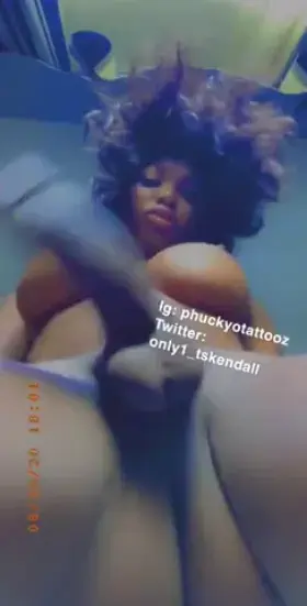 Dream girl Kendall shows her big black cock (gif)