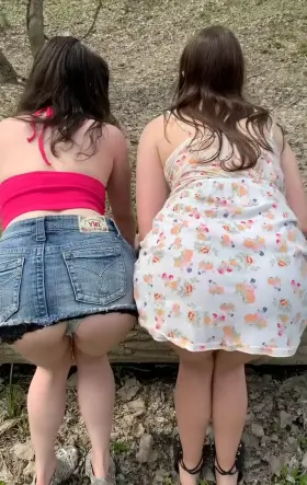 Showing off our panties and plugs in public turns my bff and I on so much 😏😈💕