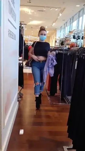 Just shopping the best way I know how, with my tits out!