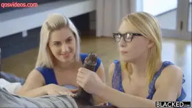 BBC Blonde Blowjob Handjob Interracial Sister Sloppy Sucking Threesome Porn GIF by qosvideos