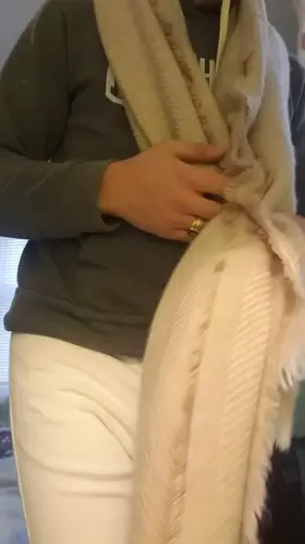 White pants cradling fat Arab cock