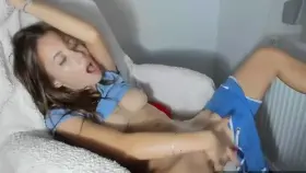 Gripping the chair as the fingering makes the orgasm take control