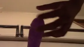 Training my ass on a big purple cock